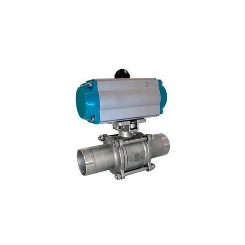 Кран шаровый приварной, AISI304 DN25 (1"), с двухсторонним пневмоприводом AT63D