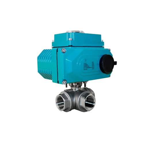 Кран шаровый трёхходовой T-тип, AISI316 DN32 (1_1/4"), с электроприводом AC 24V (С-05)