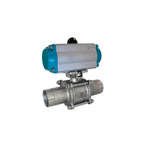 Кран шаровый приварной, AISI304 DN32 (1_1/4"), с двухсторонним пневмоприводом AT63D