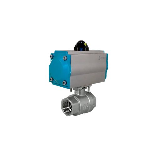 Кран шаровый муфтовый (2PC), AISI304 DN50 (2"), с двухсторонним пневмоприводом AT83D