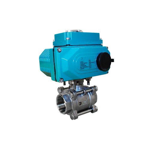 Кран шаровый муфтовый (3PC), AISI316 DN50 (2"), с электроприводом AC 24V (С-05)