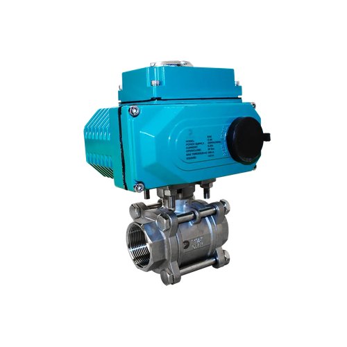 Кран шаровый муфтовый (3PC), AISI304 DN65 (2_1/2"), с электроприводом AC 220V (С-10)