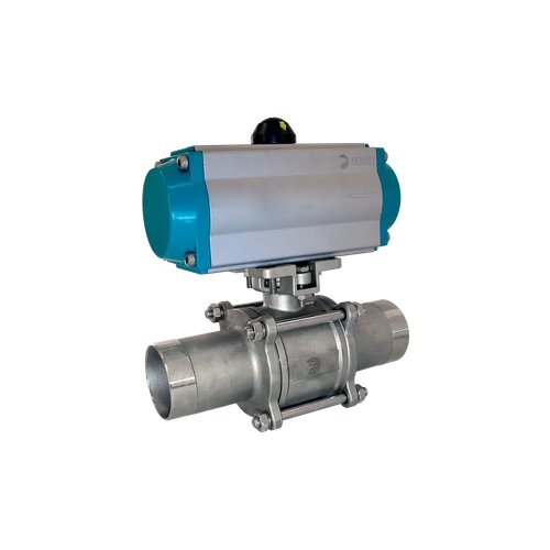 Кран шаровый приварной, AISI304 DN65 (2_1/2"), с двухсторонним пневмоприводом AT83D