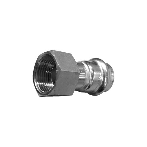 Пресс-соединитель прямой с накидной гайкой нержавеющий, AISI304 DN20x18mm (3/4"x18mm), CF8, PN16