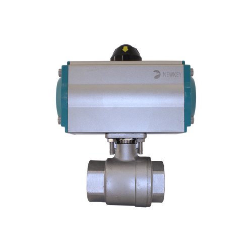 Кран шаровый муфтовый (2PC), AISI304 DN25 (1"), с двухсторонним пневмоприводом AT63D