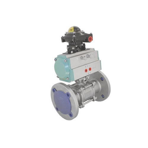 Кран шаровый фланцевый (3PC), DN20 (3/4"), AISI304, PN16, с двухсторонним пневмоприводом AT63D