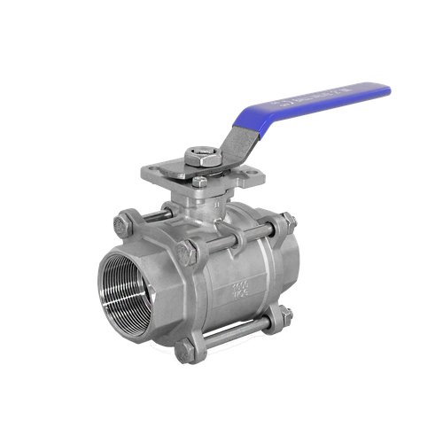 Кран шаровый муфтовый под привод нержавеющий (3PC), AISI304 DN65 (2_1/2"), (CF8), PN25