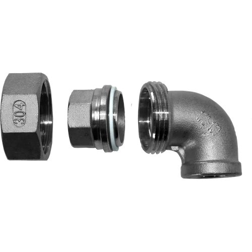 Американка угловая вр/вр нержавеющая, AISI304 DN15 (1/2"), (CF8), PTFE, PN16