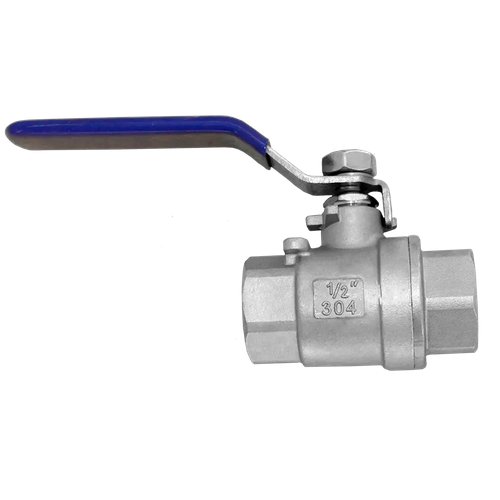 Кран шаровый муфтовый двусоставной нержавеющий (2PC), AISI304 DN15 (1/2"), (CF8), PN64