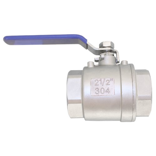 Кран шаровый муфтовый двусоставной нержавеющий (2PC), AISI304 DN65 (2_1/2"), (CF8), PN25