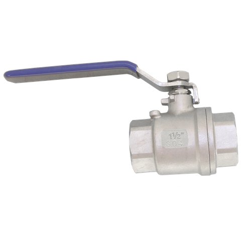 Кран шаровый муфтовый двусоставной нержавеющий (2PC), AISI304 DN40 (1_1/2"), (CF8), PN40