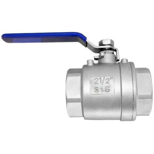 Кран шаровый муфтовый двусоставной нержавеющий (2PC), AISI316 DN65 (2_1/2"), (CF8M), PN25
