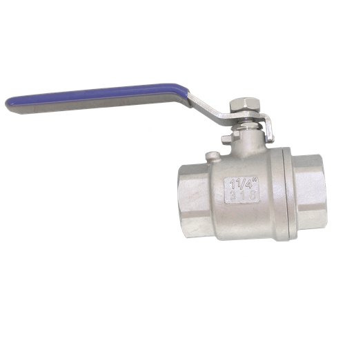 Кран шаровый муфтовый двусоставной нержавеющий (2PC), AISI316 DN32 (1_1/4"), (CF8M), PN40