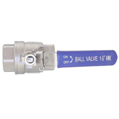 Кран шаровый муфтовый двусоставной с фиксатором нержавеющий (2PC), AISI304 DN32 (1_1/4"), (CF8),PN40