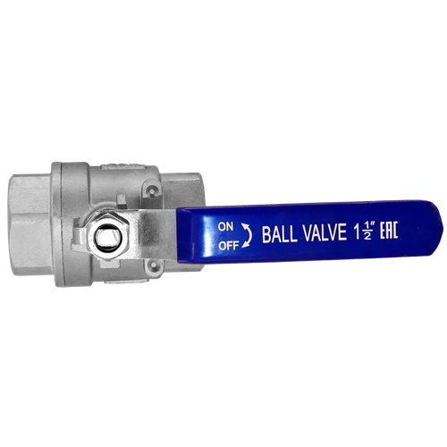 Кран шаровый муфтовый двусоставной нержавеющий (2PC), AISI304 DN40 (1_1/2"), (CF8), PN40