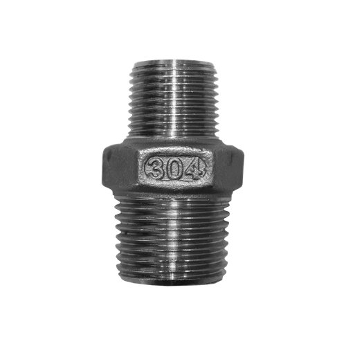 Ниппель резьбовой переходной нержавеющий,  AISI304 DN15 х DN10 (1/2" х 3/8"), (CF8), PN16